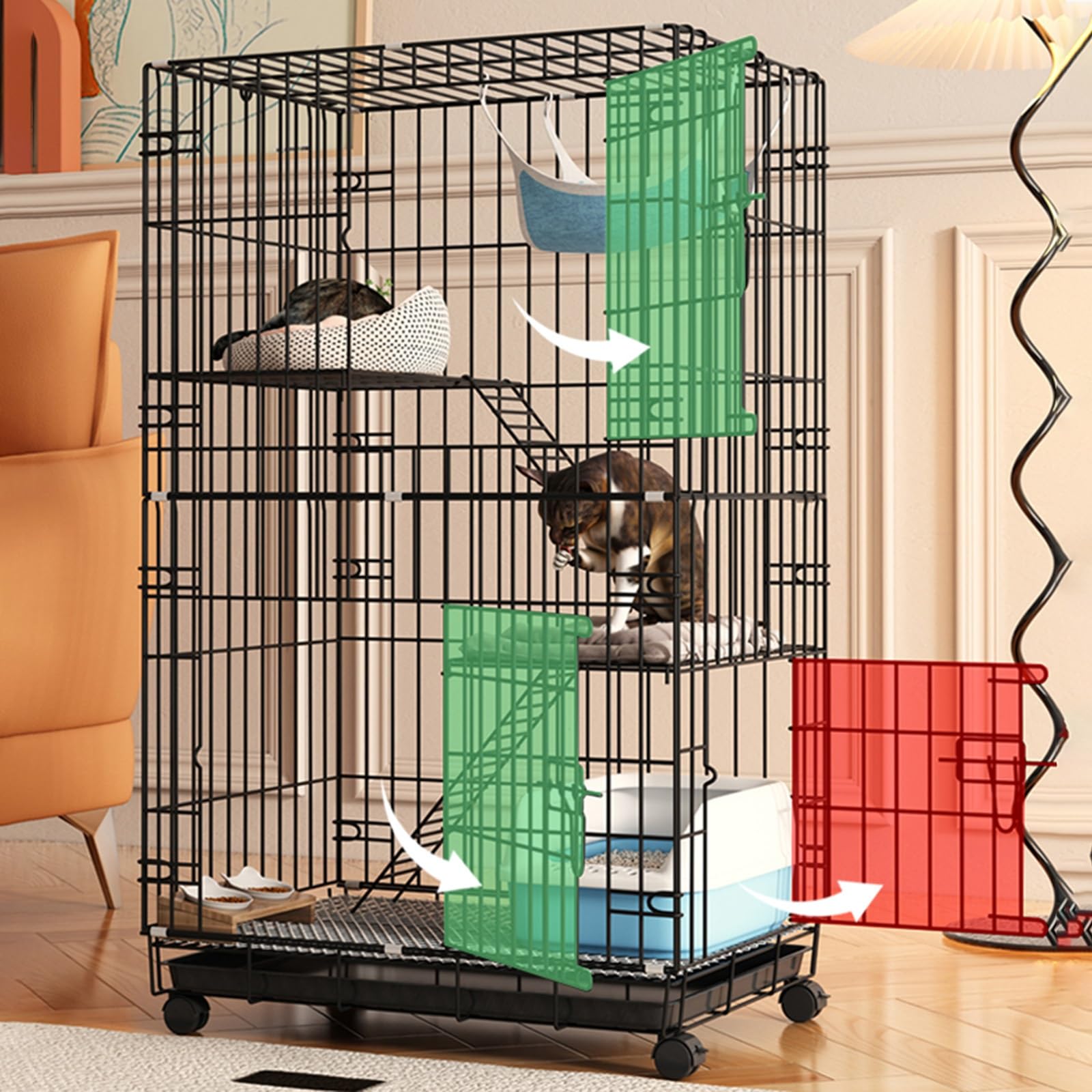 多機能キャットケージ Amazon.co.jp: キャットケージ, 室内用キャットケージ, マルチドア